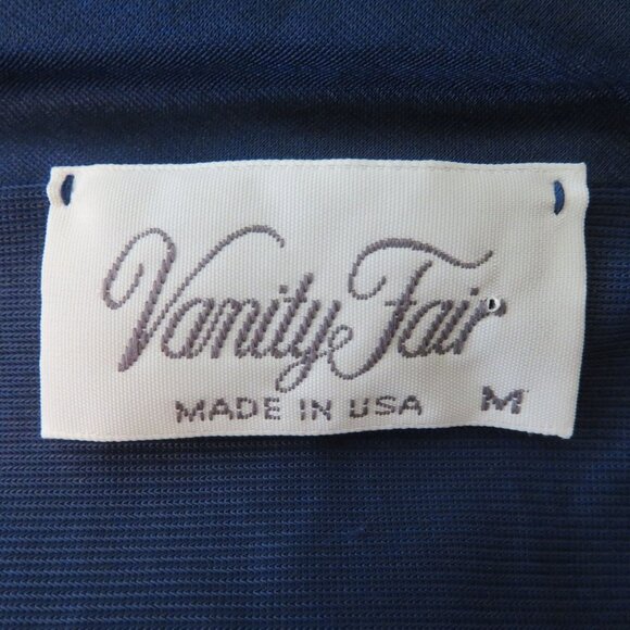 Vanity Fair Womens Navy Blue Button-Down Nightgown Robe M Nylon Embroidered - Picture 6 of 12